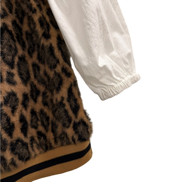 VOY Textured Leopard Print Puff Sleeve Shirt Size Medium - Picture 6 of 9